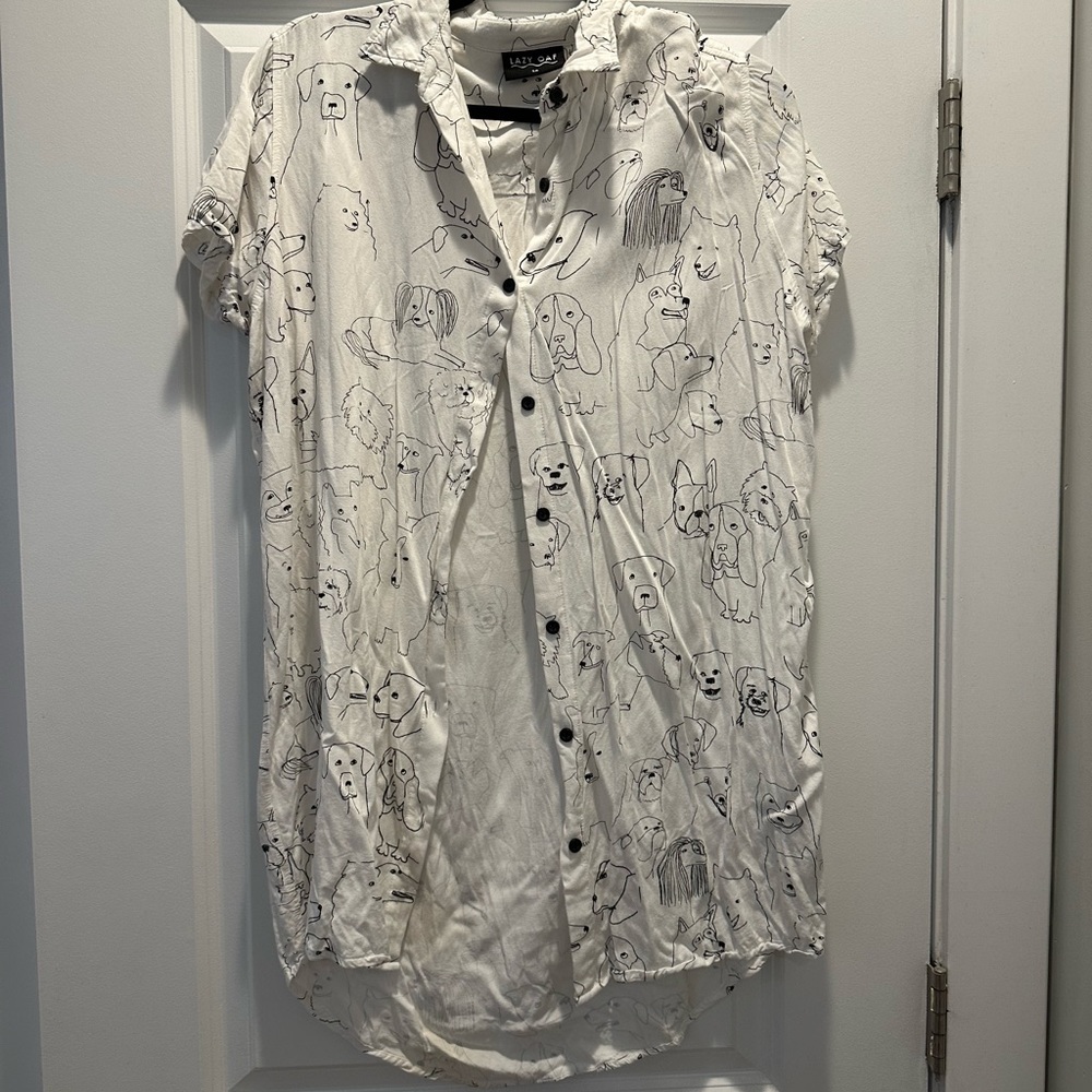 Lazy oaf dog print button down. S/M